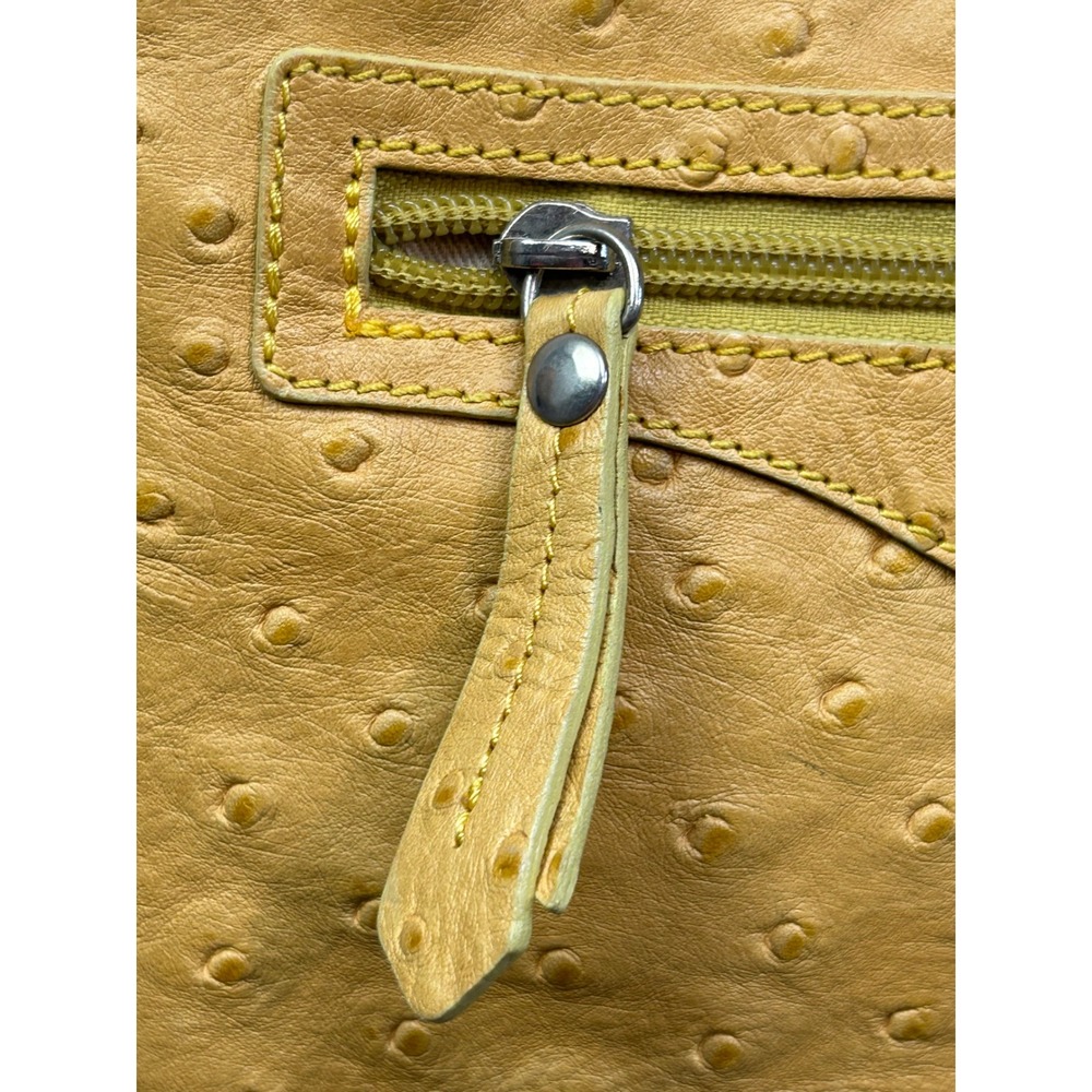 Donald J‎ Pliner Crossbody Bag  Mustard Yellow Ostrich Embossed Leather Italy - Picture 7 of 10